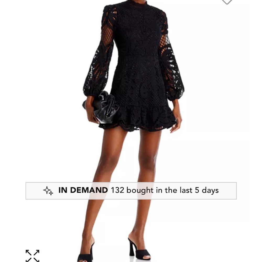 Aqua Black Fit and Flare Dress with Bishop Sleeves